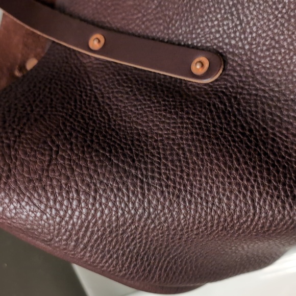 💥Go Forth Goods Avery Large Tote Bag Mocha Pebbled Leather Made in America💥 - Picture 12 of 16